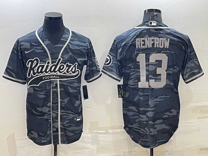 Men's Las Vegas Raiders #13 Hunter Renfrow Grey Camo With Patch Cool Base Stitched Baseball Jersey,We sell and wholesale Men's Las Vegas Raiders #13 Hunter Renfrow Grey Camo With Patch Cool Base Stitched Baseball Jersey on line form chian!